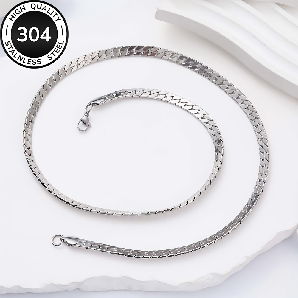 Men's Cuban Link Chain Necklace in Polished 304 Stainless Steel